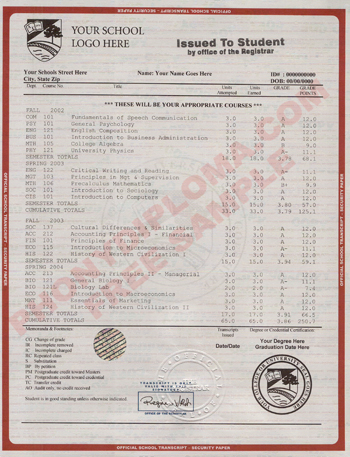 transcript college paper